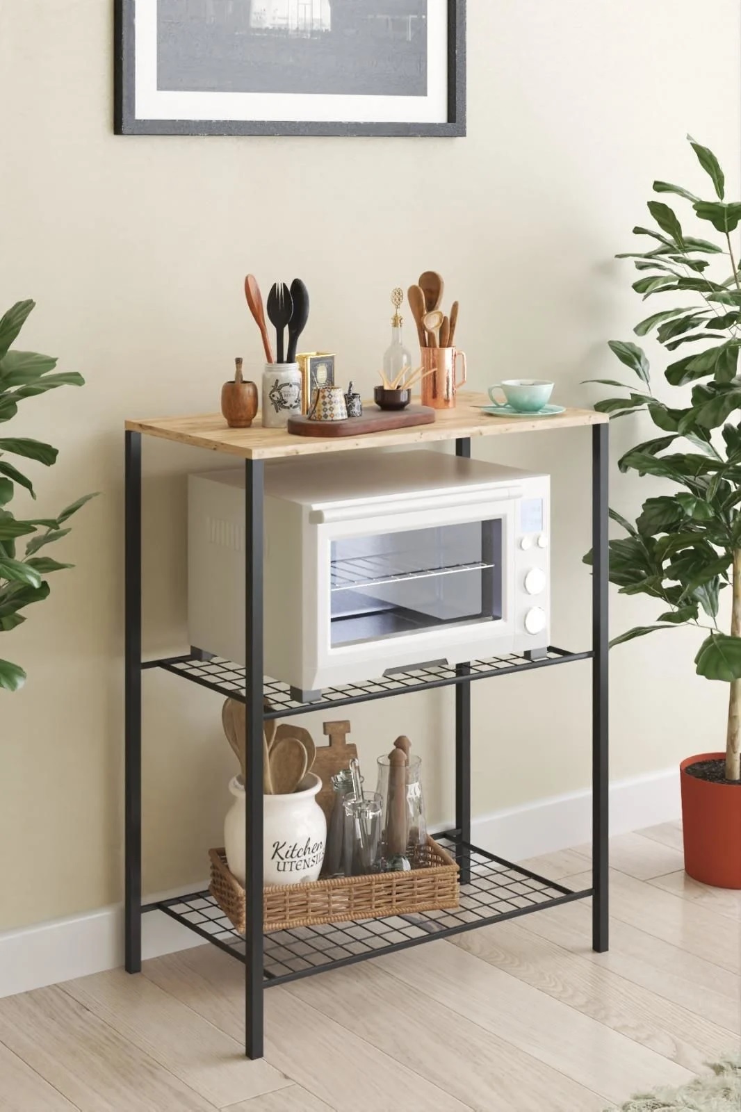 Ραφιέρα "ELENOR" από μέταλλο σε χρώμα sonoma-μαύρο 90x40x90