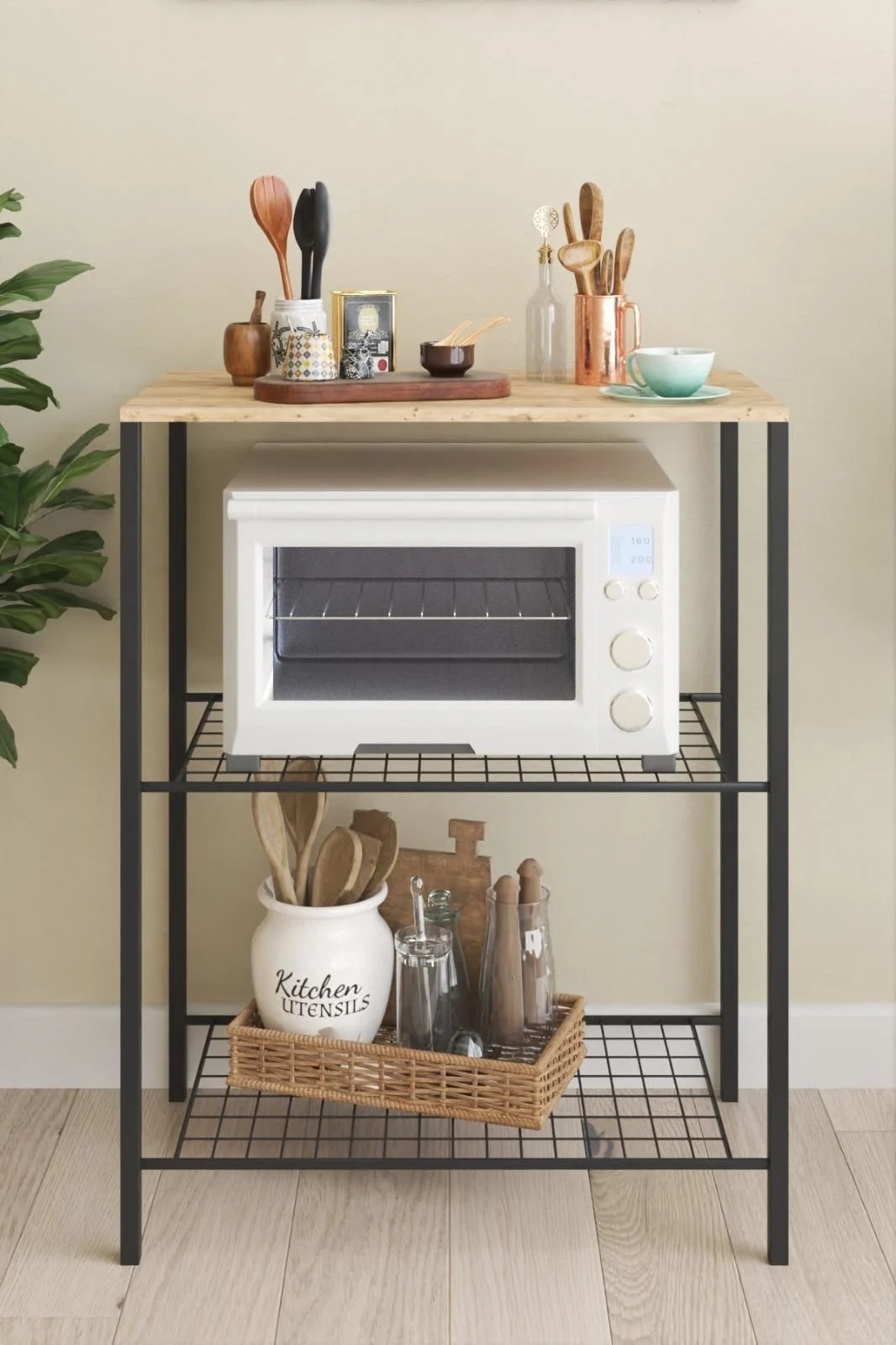 Ραφιέρα "ELENOR" από μέταλλο σε χρώμα sonoma-μαύρο 90x40x90