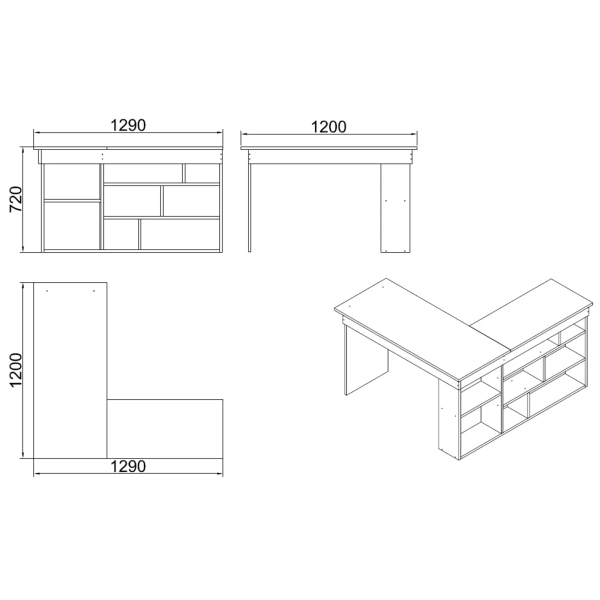 Γραφείο γωνιακό "VIANA" σε χρώμα atlantic pine/ανθρακί 115x120x72