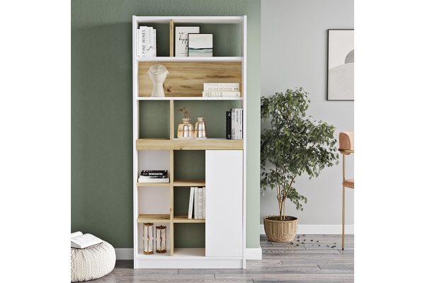 Βιβλιοθήκη "VIANA" σε χρώμα felt/λευκό 76x25x170