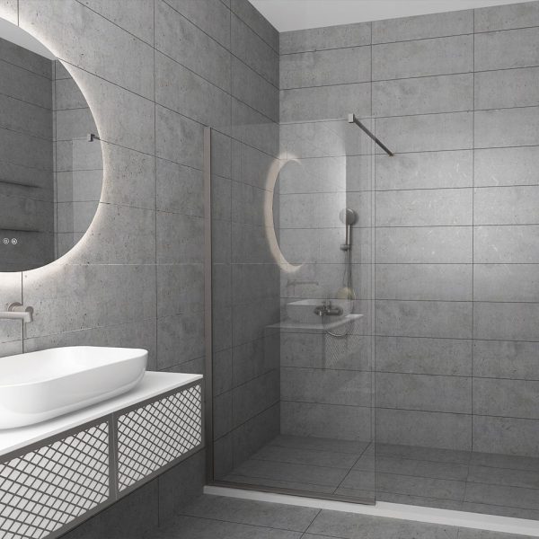 Orabella Serena Brushed nickel  H185 120 cm - Καμπίνα ελεύθερης τοποθέτησης με βραχίονα στήριξης τοίχου