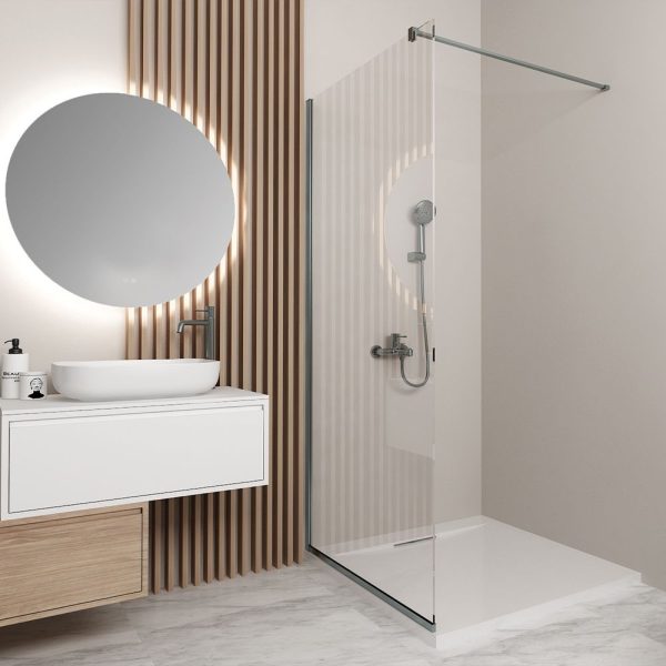 Orabella Serena Gun metal  H200 90 cm - Καμπίνα ελεύθερης τοποθέτησης με βραχίονα στήριξης τοίχου