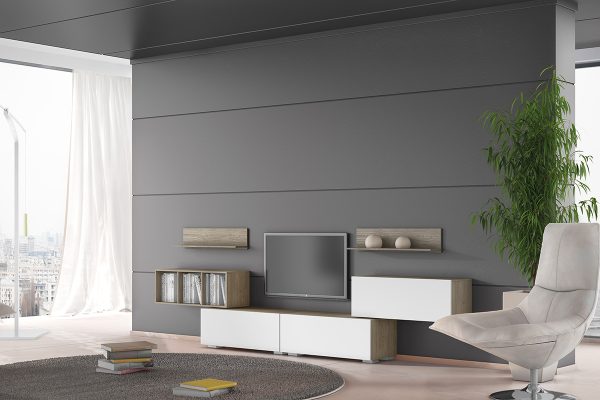 Σύνθεση σαλονιού "SMART 6C" σε χρώμα σταχτί-λευκό